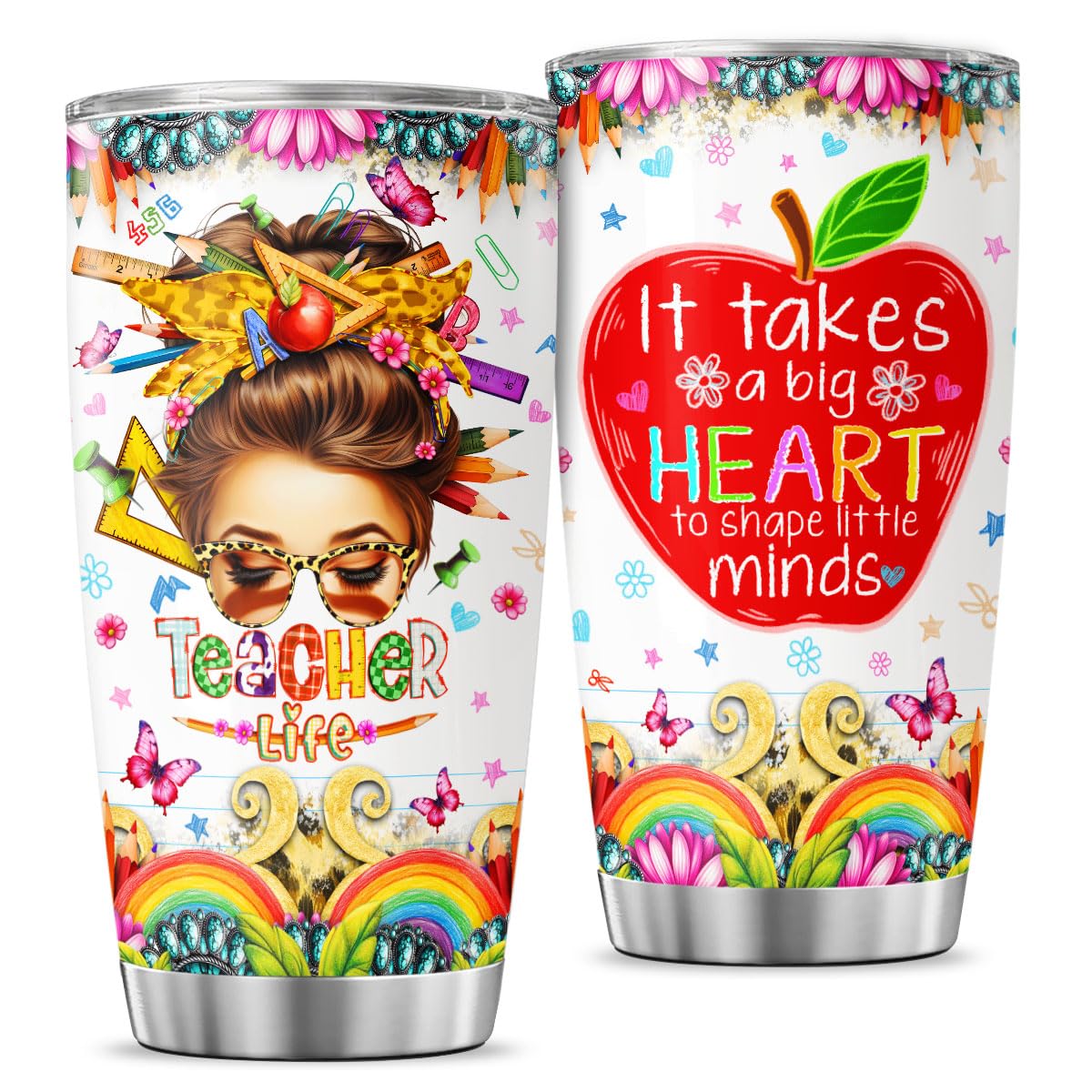 Steel Coffee For Gift Women Music Cups Tumblers Stainless Teachers Pack, Teacher Gifts, Tumbler 20 Oz With Lid And Straw, Teacher Appreciation